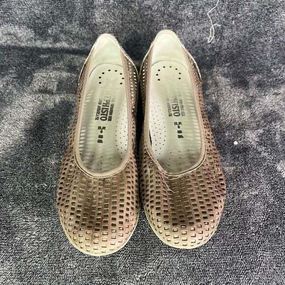Mephisto Air Relax Pewter Perforated Leather slip On Ballet Flats size US 8.5 - Picture 2 of 8